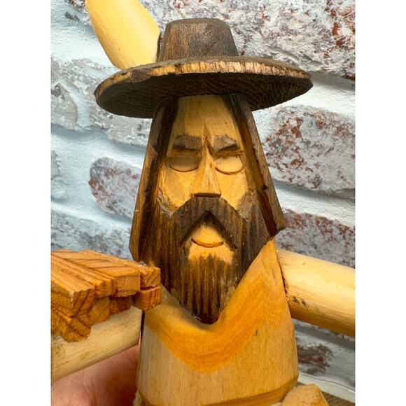 Pete Ortega Signed Wood Sculpture St. Pasquale Make Food Not War - Picture 10 of 12